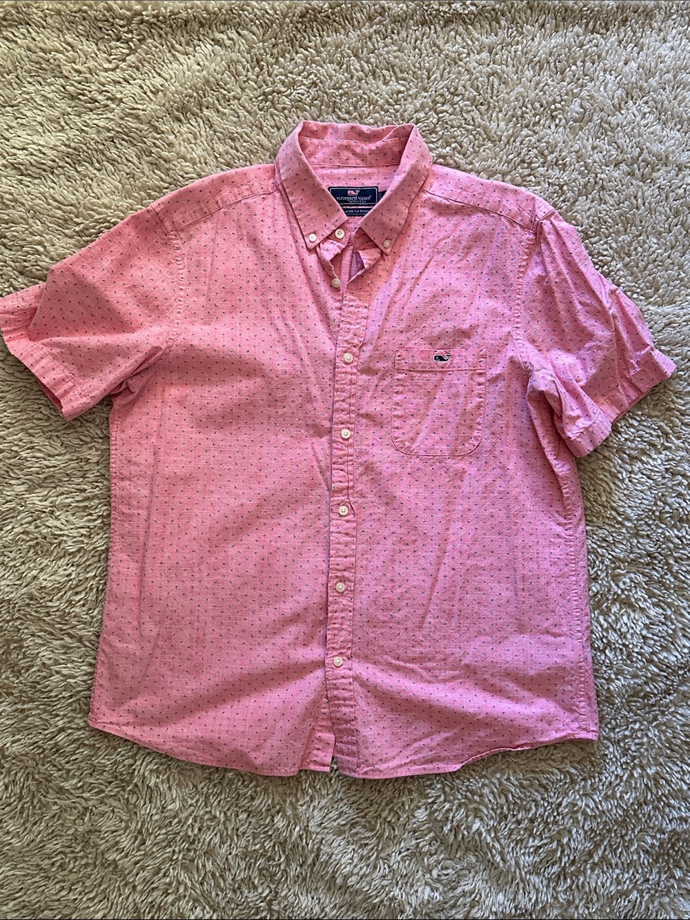 Vineyard Vines Men's Pink Short-Sleeve Button-Down Shirt